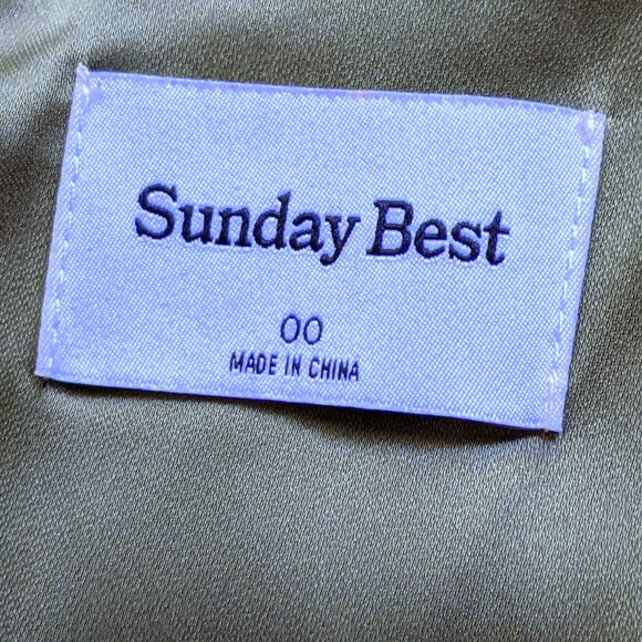 Aritzia Sunday Best Shimmer Satin Mini Dress in Sage Frost Size 00 - Picture 5 of 13